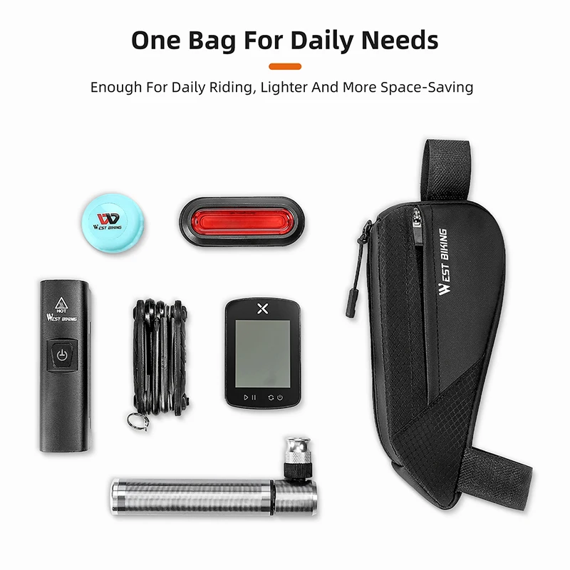 WEST BIKING Bicycle Front Tube Bag Tool Kit Bicycle Bag Waterproof Cconvenient Travel Storage Sports Bike Tube Frame Bag