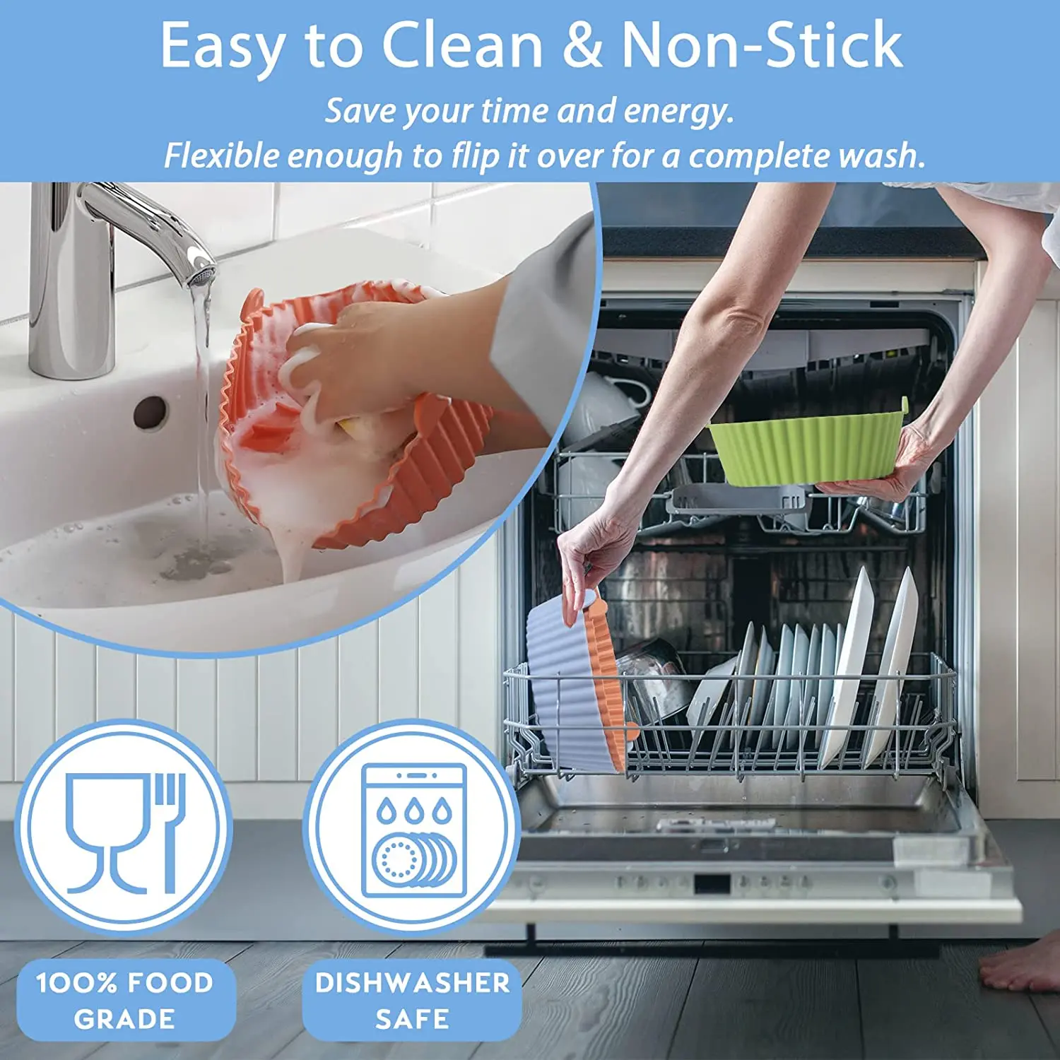 Reusable Non-stick Air Fryer Silicone Liners Compatible with Air Fryer Basket Accessories