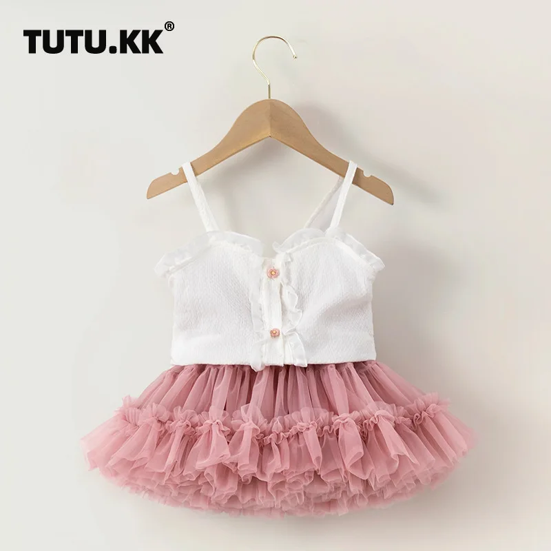 Nylon Crochet Pink Color Fluffy Fashion Kids Baby Girl Mesh Tiered Layered Tulle Skirt
