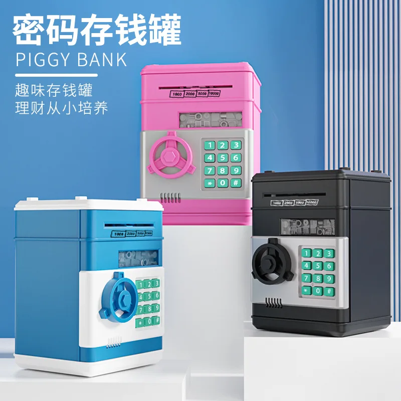 Automatic Small mini piggy bank with password fingerprint Money Rolling Password Safe Box ATM Piggy Bank