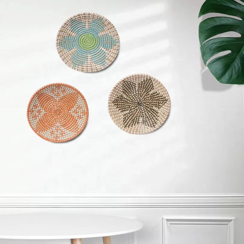Hot sales Vietnam Manufacturer  Boho wall decoration basket sea Grass Wall Decoration Wall Decor Basket Seagrass