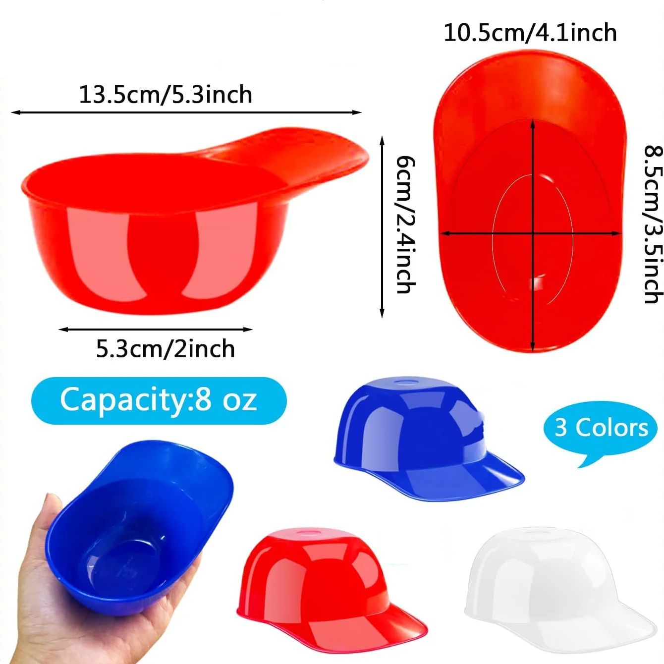 Custom 8oz PP Plastic Container Reusable Mini Baseball Helmet Snack Cap Ice Cream Bowl