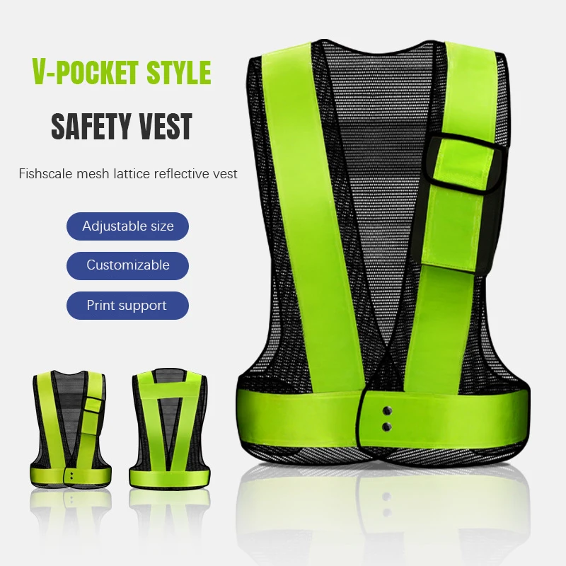 Reflective Vest Strap V-Shaped Vest Reflective Clothing Site Command Traffic Riding Outdoor Safety Clothing