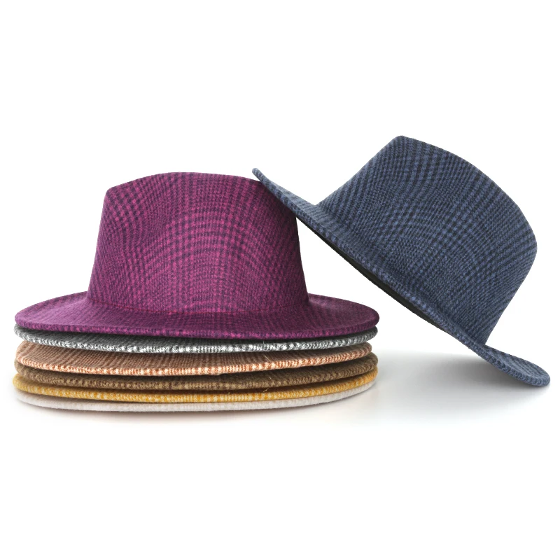 
7 color wool Fedora hats women wholesale 2021 new designer wide brim wool fedora 2 two tone hats men and women 