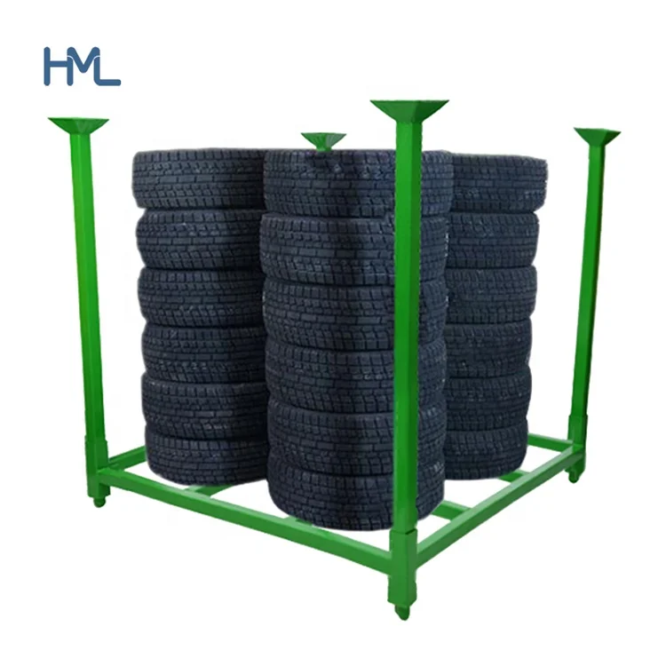 Warehouse durable portable storage stand foldable stacking truck tire rack