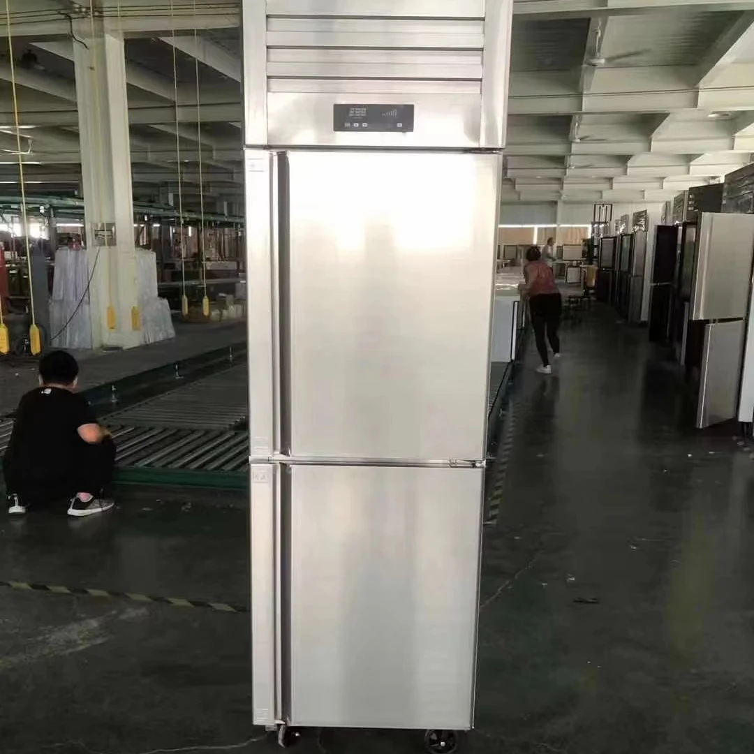 Electronic temperature control 2 door stainless steel freezer