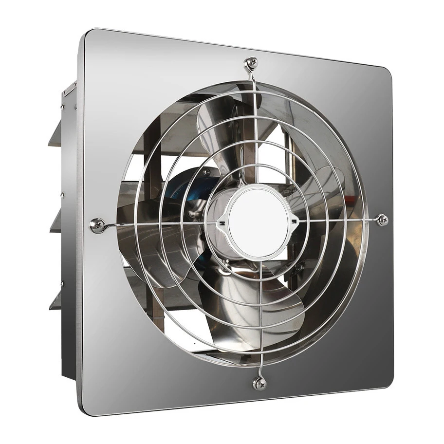 Guangdong Supplier Kitchen 304 Stainless Steel Shutter Window Extractor Ventilation Fan Metal Exhaust Fan For Smoking Room