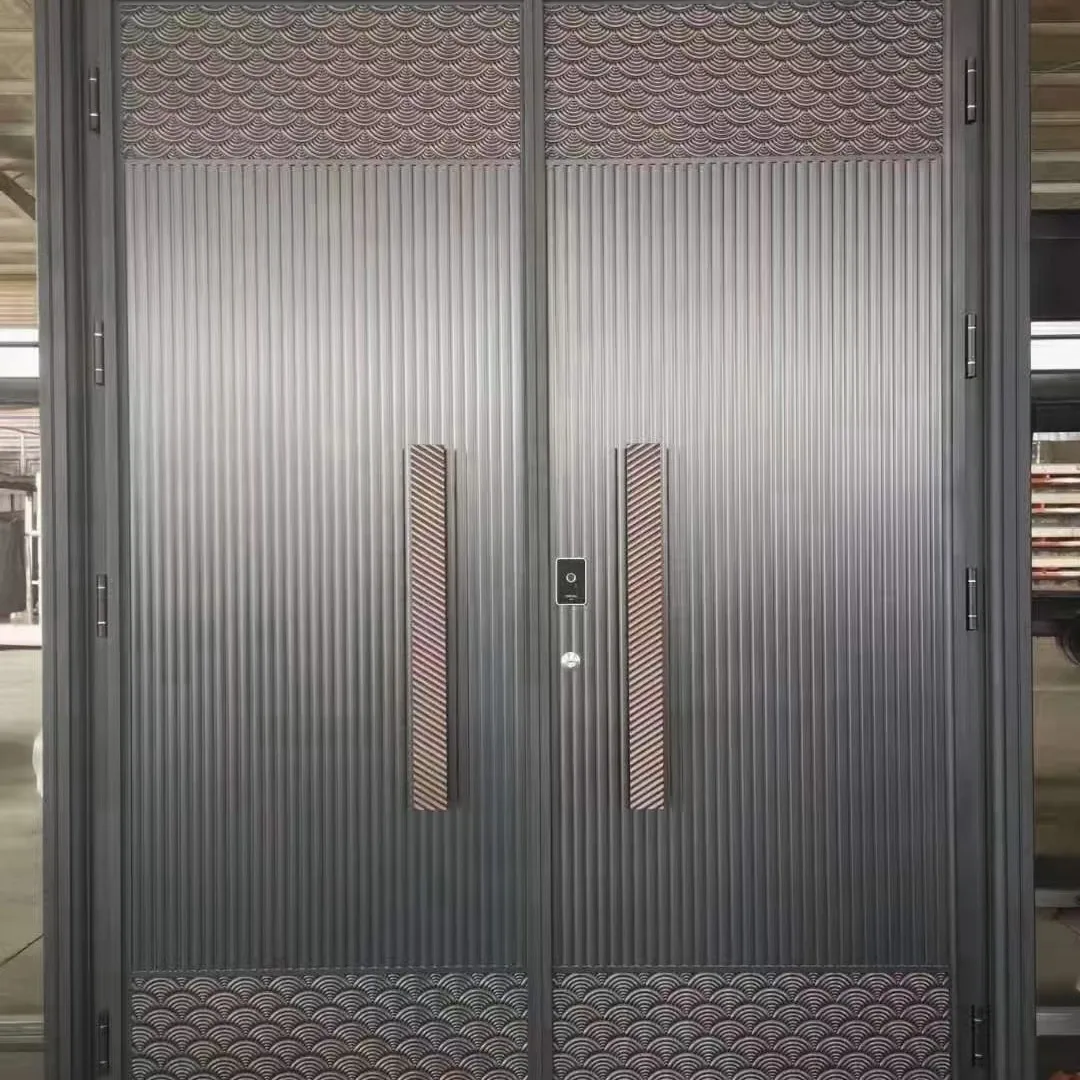 Chinese fine carving cast aluminum door all aluminum profile technology open hinge concealed security door