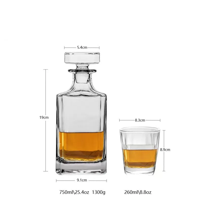 Custom Personalized Whiskey Decanter Set with Whisky Cooling Stones and Rock Glasses in Wooden Storage Box