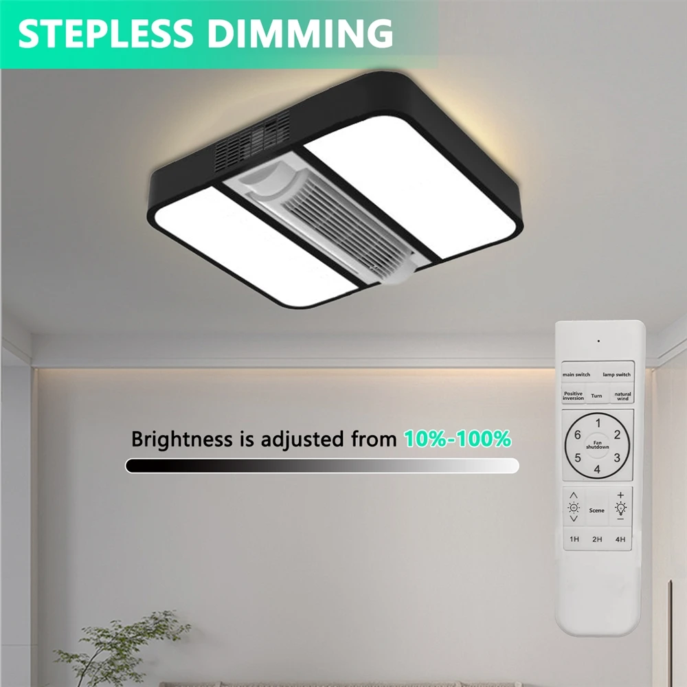 Modern Designer Luxury LED Ceiling Fan Lamp Bladeless with Recessed Smart Remote Control for Hotel or Room Decor