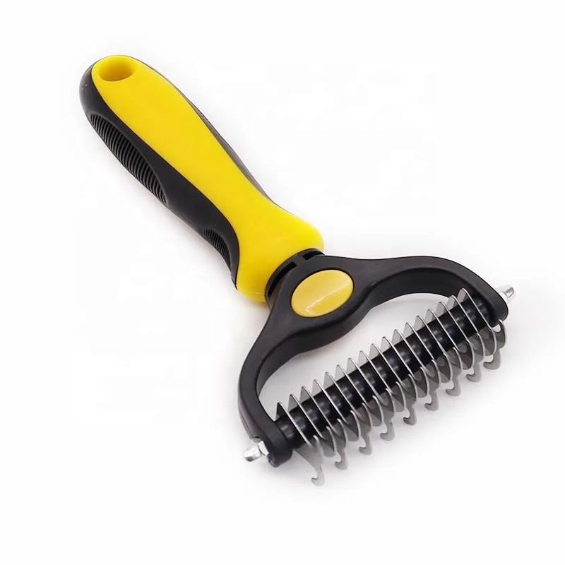 2024 Wholesale Pet Hair Remover Brush Grooming Brush Double Sided Shedding and Dematting Undercoat Rake Comb for Dogs and Cats