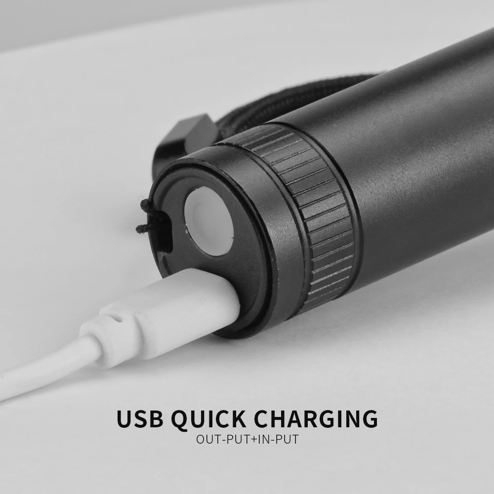 VCAN Dimming Support Emergency Hammer Flashlight Aluminum Alloy T6 Wick 1W LED Rechargable Self Defense Flashlight Torches