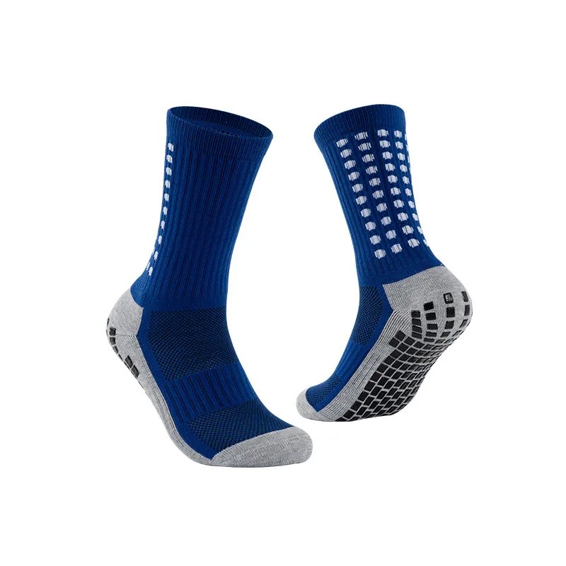 High Quality Custom Jacquard Logo Cotton Sports Soccer Socks Men Anti Slip Grip Football Socks