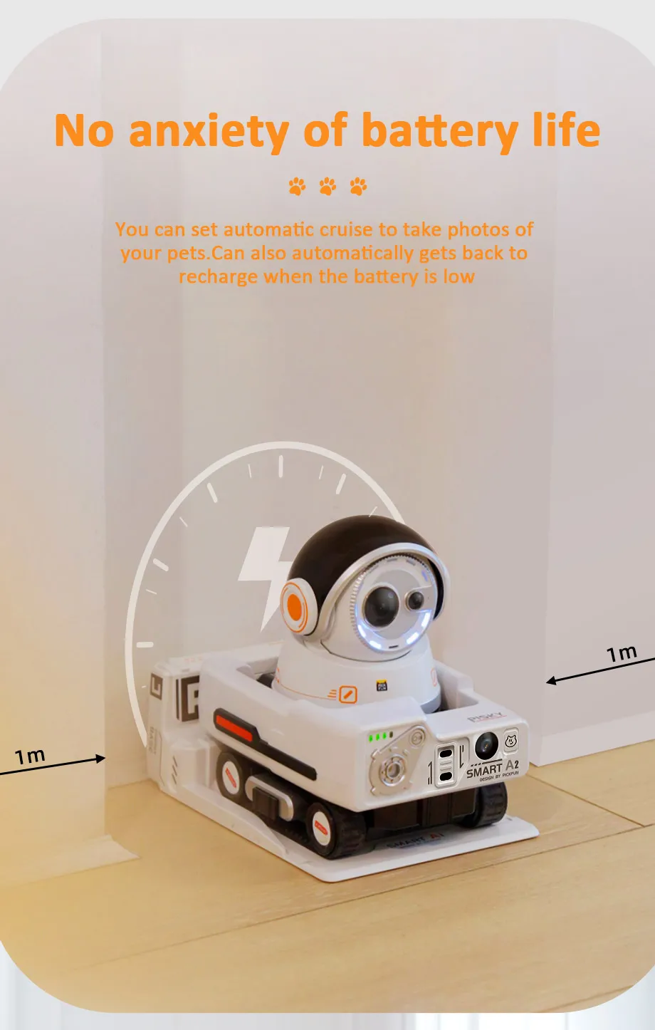 PICKFUN pet cam, pet camera robot, clever dog camera, cat cam with app, vlog camera, pet monitoring camera for vlogging