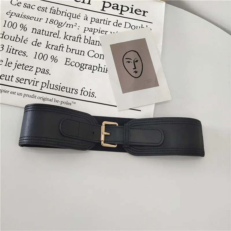 Лидер продаж, Женская эластичная лента из полиуретана с клипсой, Пряжка из сплава, широкий модный ремень для платья