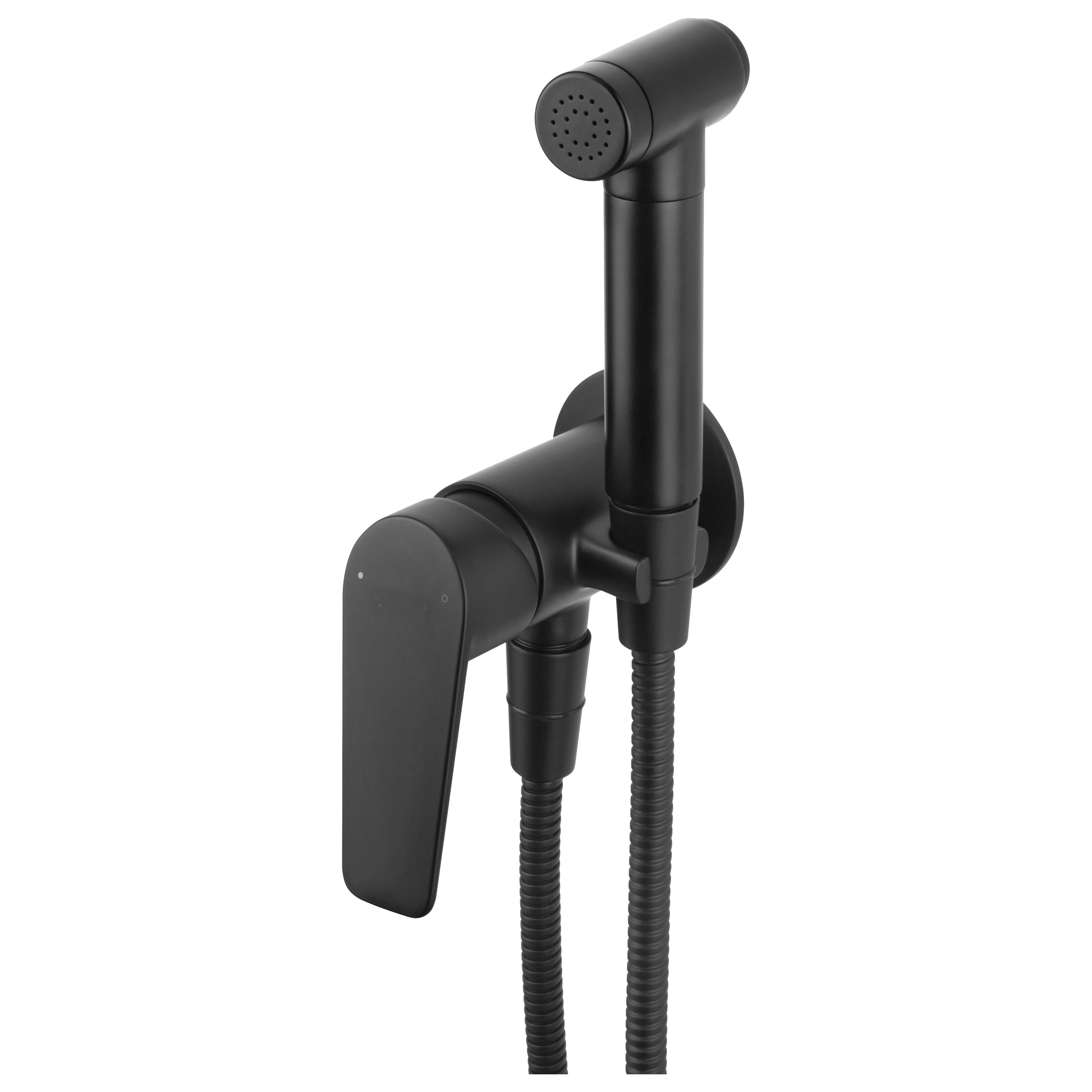 
Wall-Mounted Brass Toilet Concealed Hot and Cold Bidet Spray Faucet Set with Bracket Hose bidet 