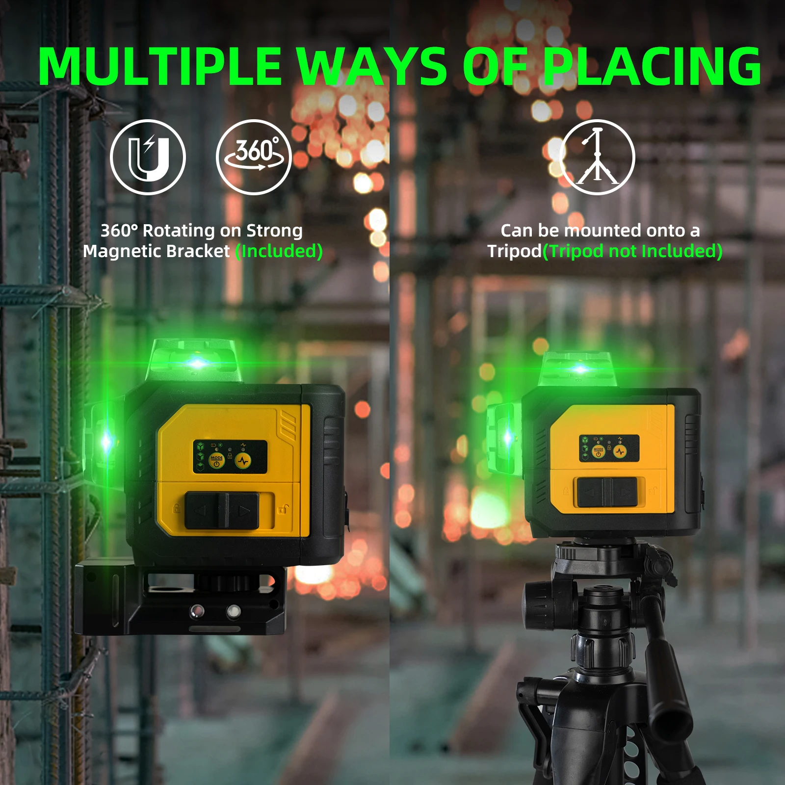 Профессиональный 12-линейный лазерный 3D уровень с зеленым лучом и перекрестной линией нм для строительства, лазерный уровень с 12 линиями