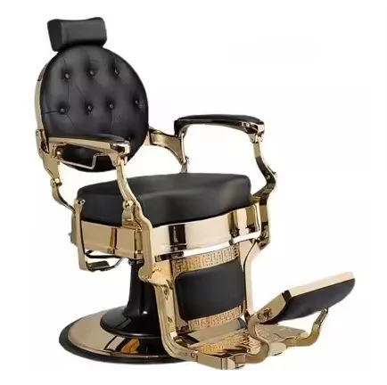 Hair salon vintage barber chair brown leather with black frame hair cutting salon styling chair for men