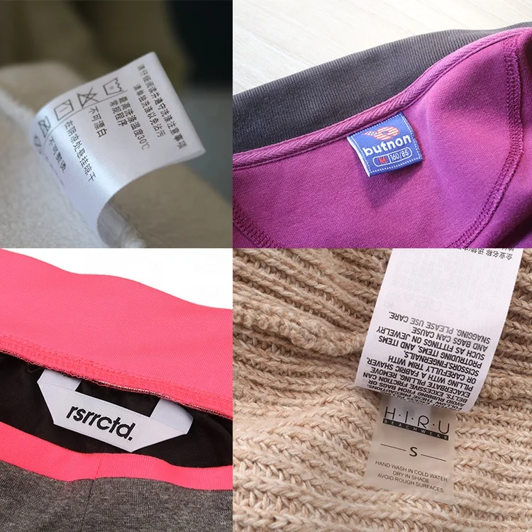OEM Design Custom End Folding Textile Shiny Satin Woven Coats Tag Labels with Weaving Brand Logo