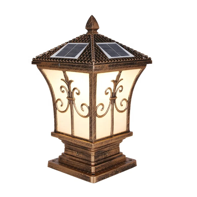 
Outdoor Waterproof Pattern Lantern High Power Beautiful Solar led Pillar surrounding stand light 