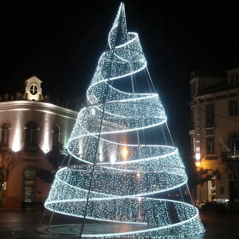 new lobby decorative waterproof material Blue spiral christmas tree