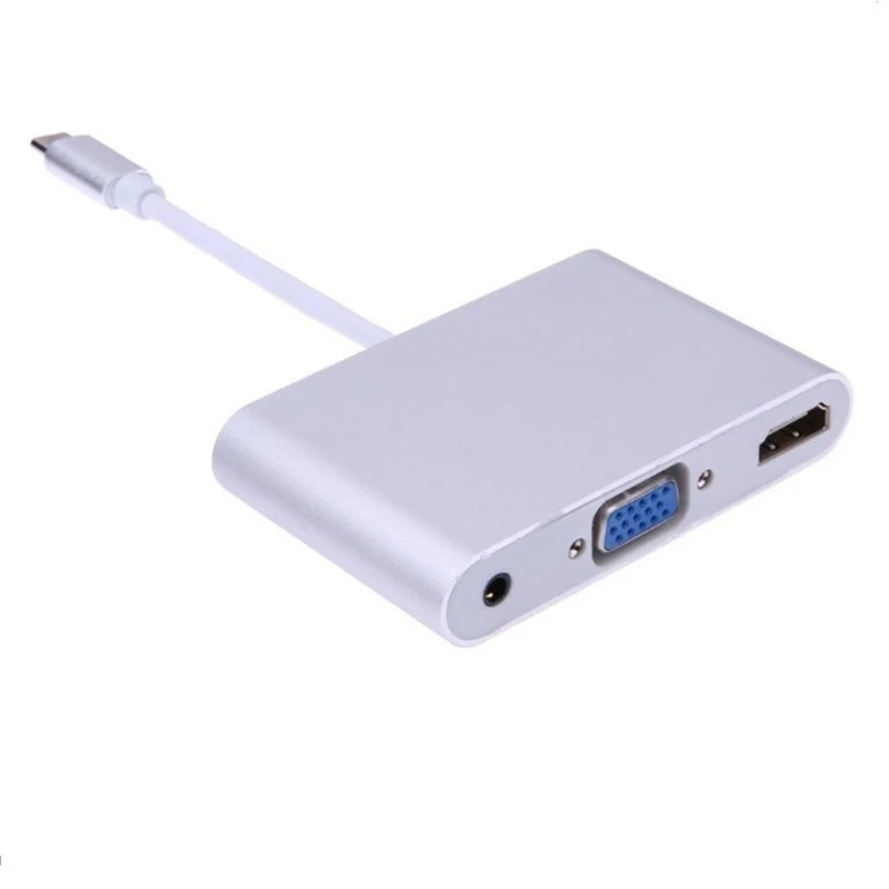 USB3.1 Type C Thunderbolt 3 to HM VGA 3.5mm Audio Aux Adapter Converter Cable for Huawei P30