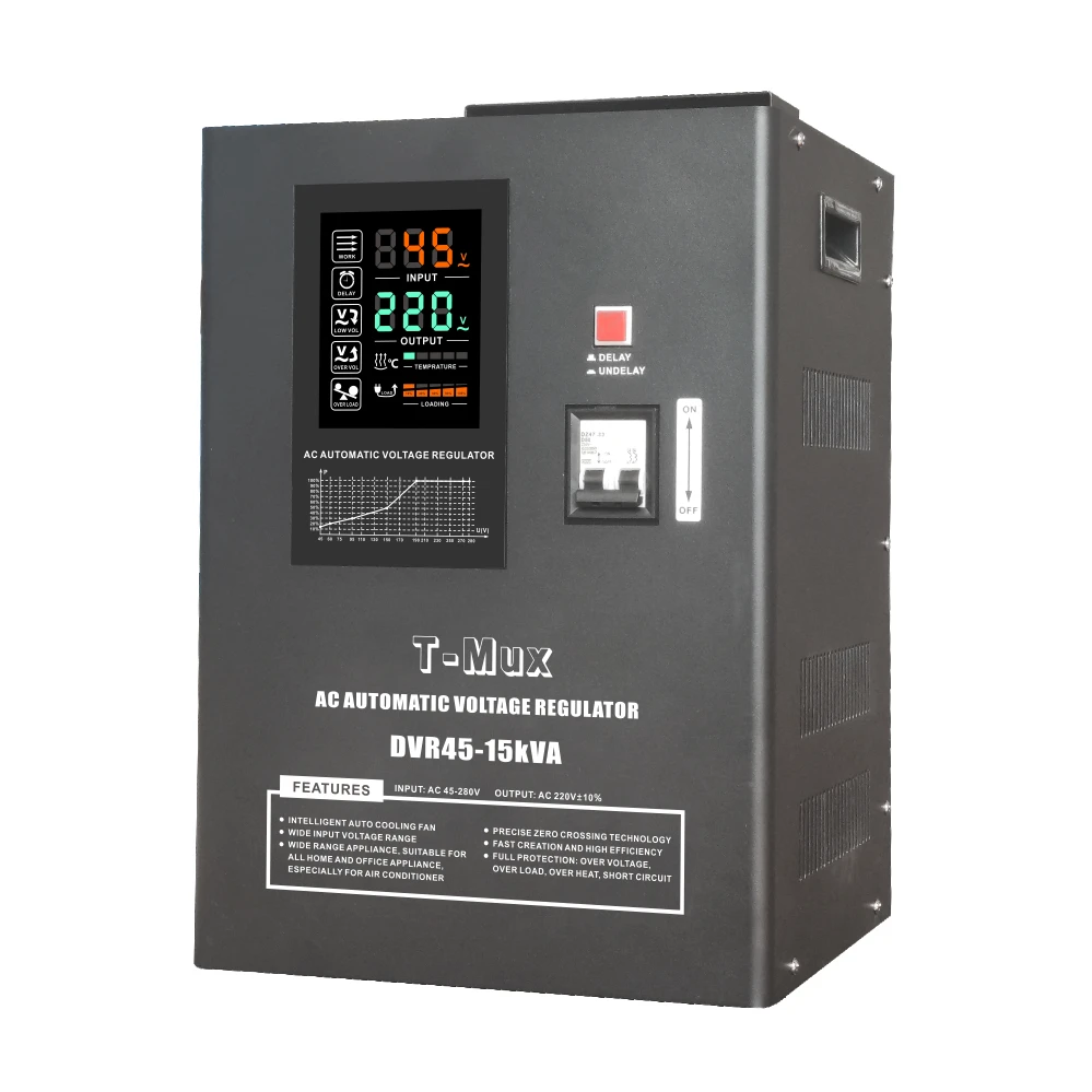 T-MUX DVR45-15KVA Relay control 10KVA 10KW adjustable AC220V single phase automatic voltage stabilizer regulator
