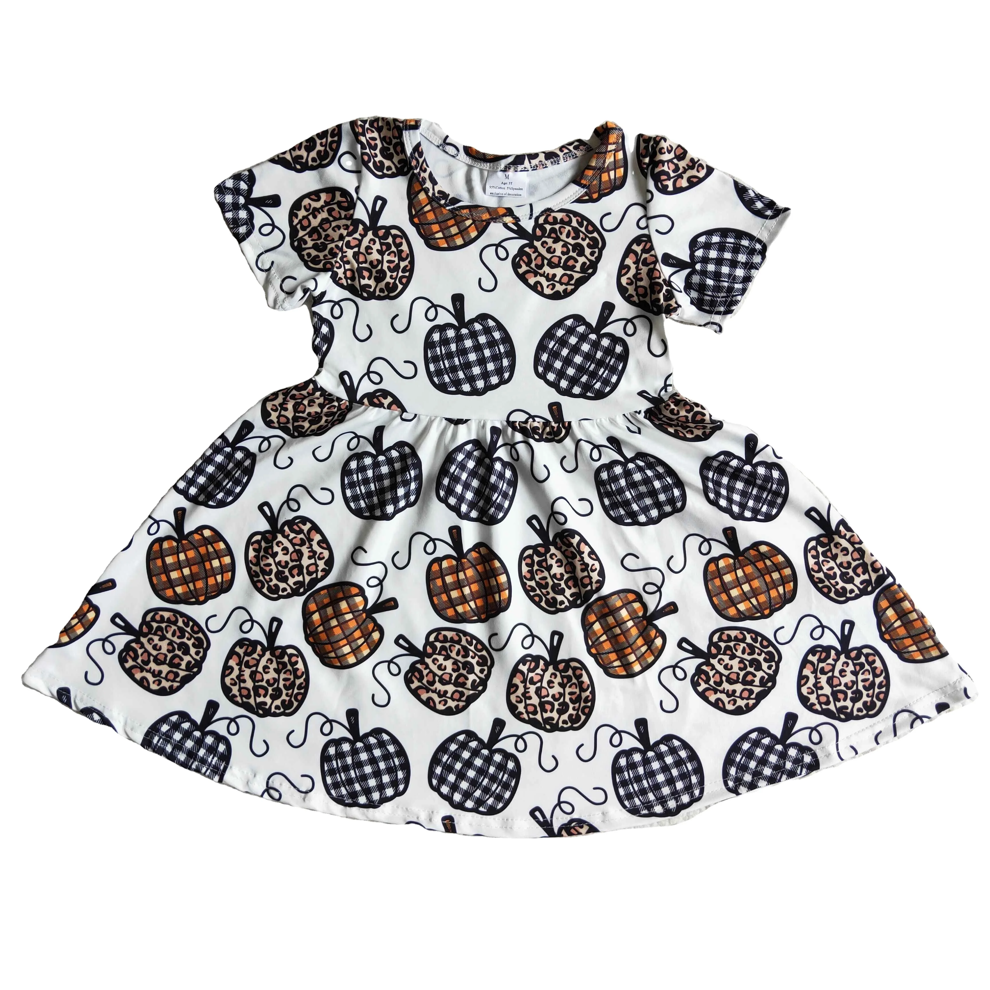 Customize Children Dress Summer Wear Short Sleeve Cartoon Milk Silk Fashion Kids Clothing Party Dresses Girls