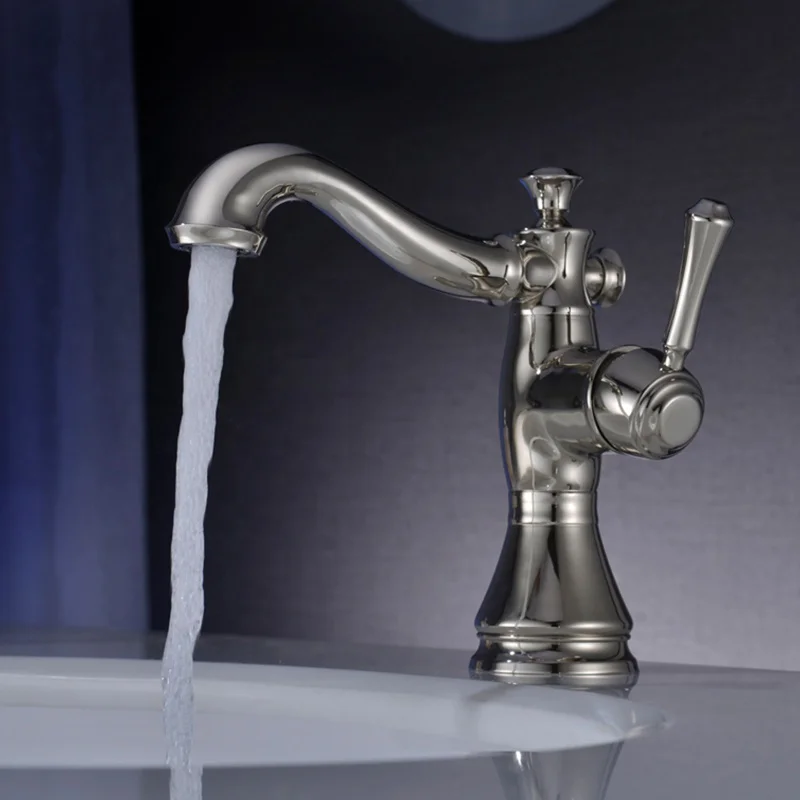 Single Handle European Style Unique Brass Bathroom Faucet