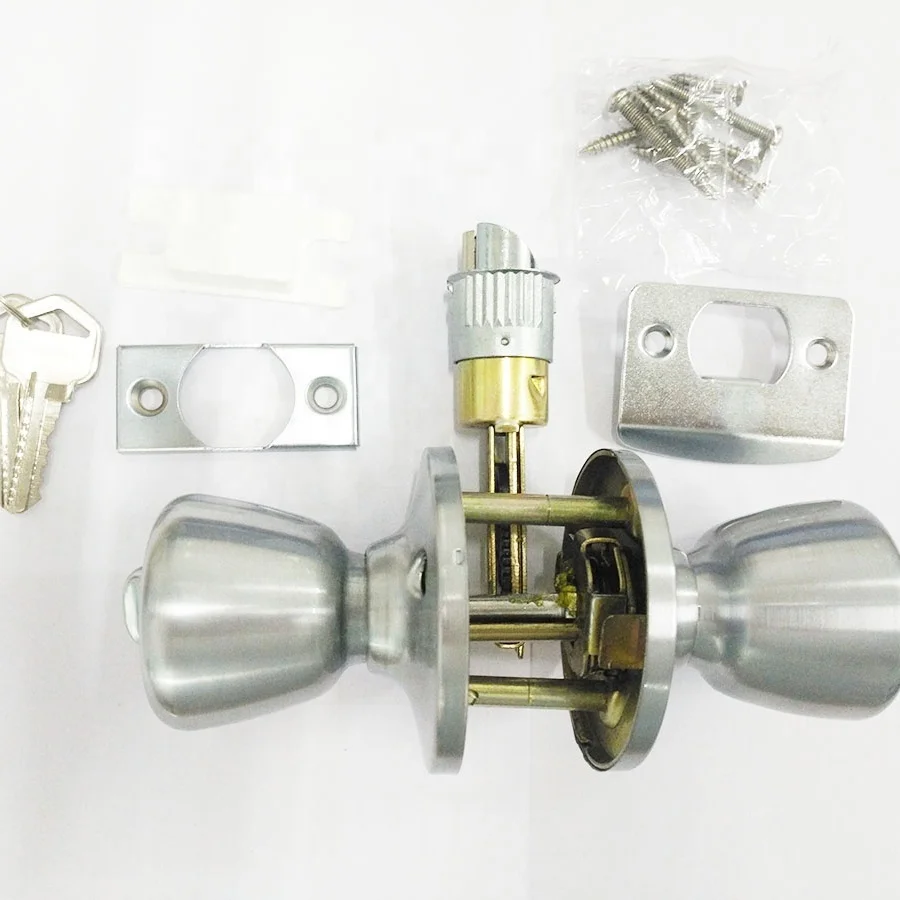High Quality stainless steel door lockset, tubular knobset lock brass cylinder door knob lock 500 - 999 pieces