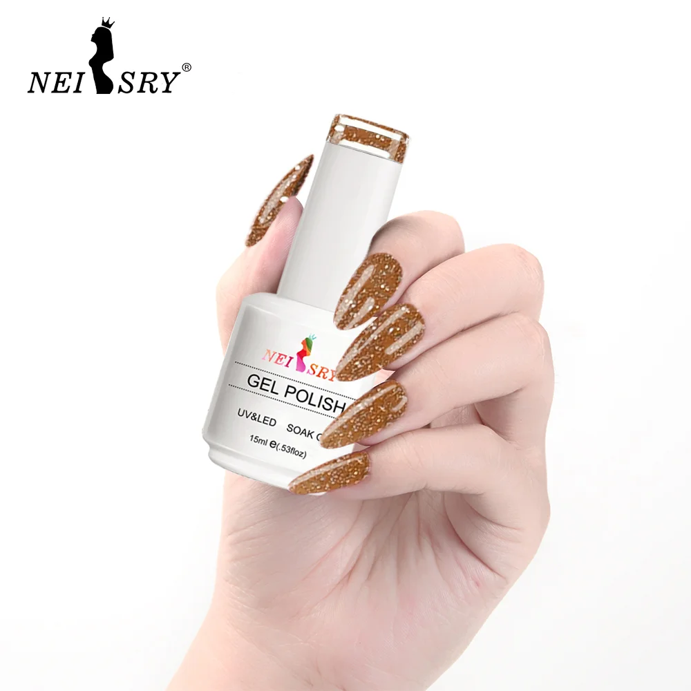 Neiss Professional Wholesale Shiny Lridescent 15ml Ceramic Colorful Bottle Long Lasting Strengthen Bling Nail Gel Glue