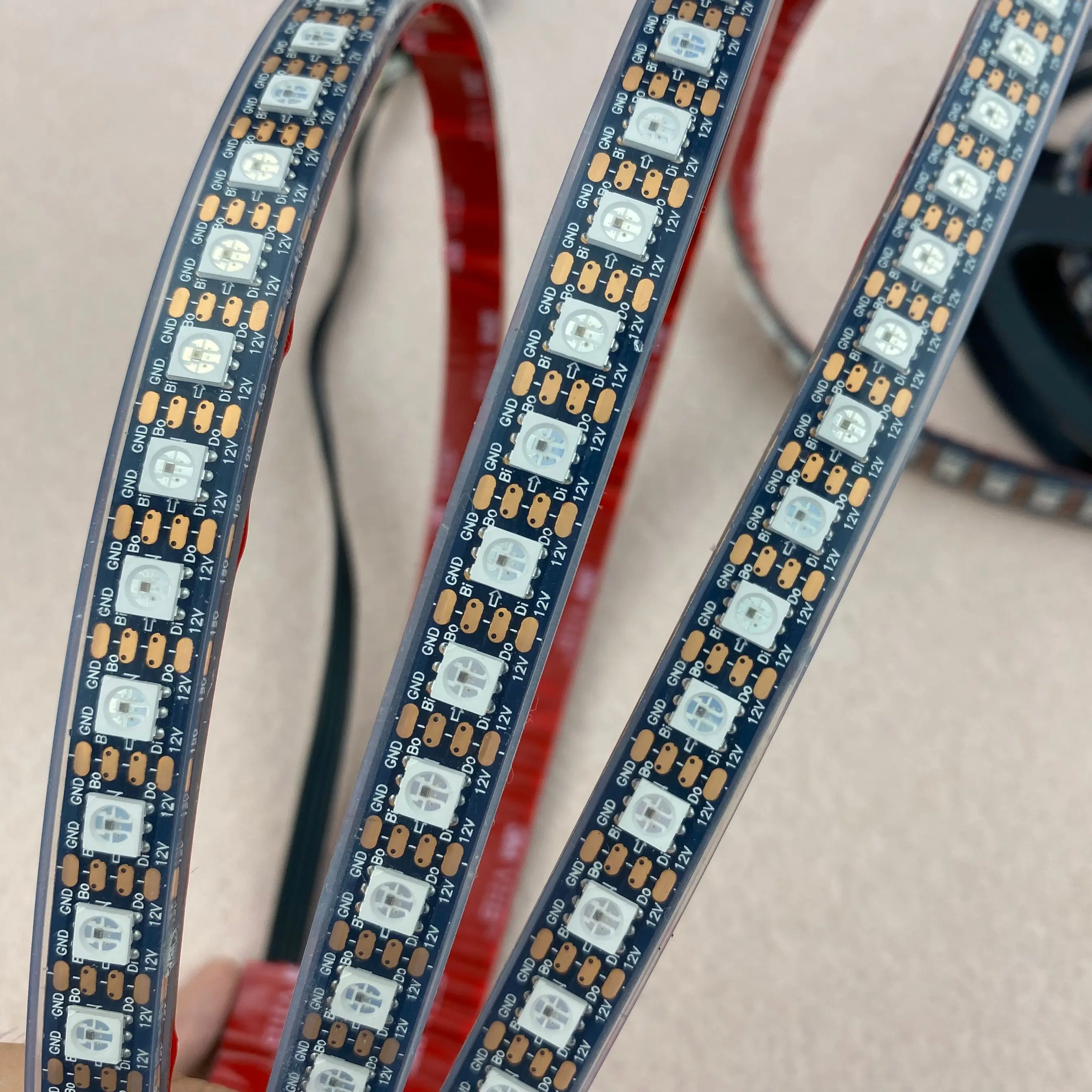BLACK PCB 96 светодиодов/м WS2815 DC12V адресная полноцветная RGB 5050 Светодиодная лента; 3 м/катушка; Эпоксидная смола заполнена в трубку; IP68