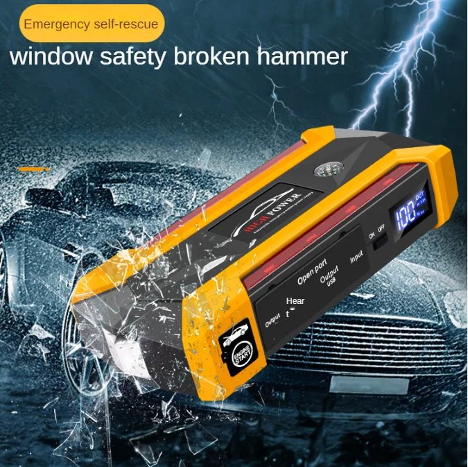 12V 89800mAh Battery capacity Jump Starter Booster Jumper Box Power Bank Safety Hammer Digital Screen For Cars