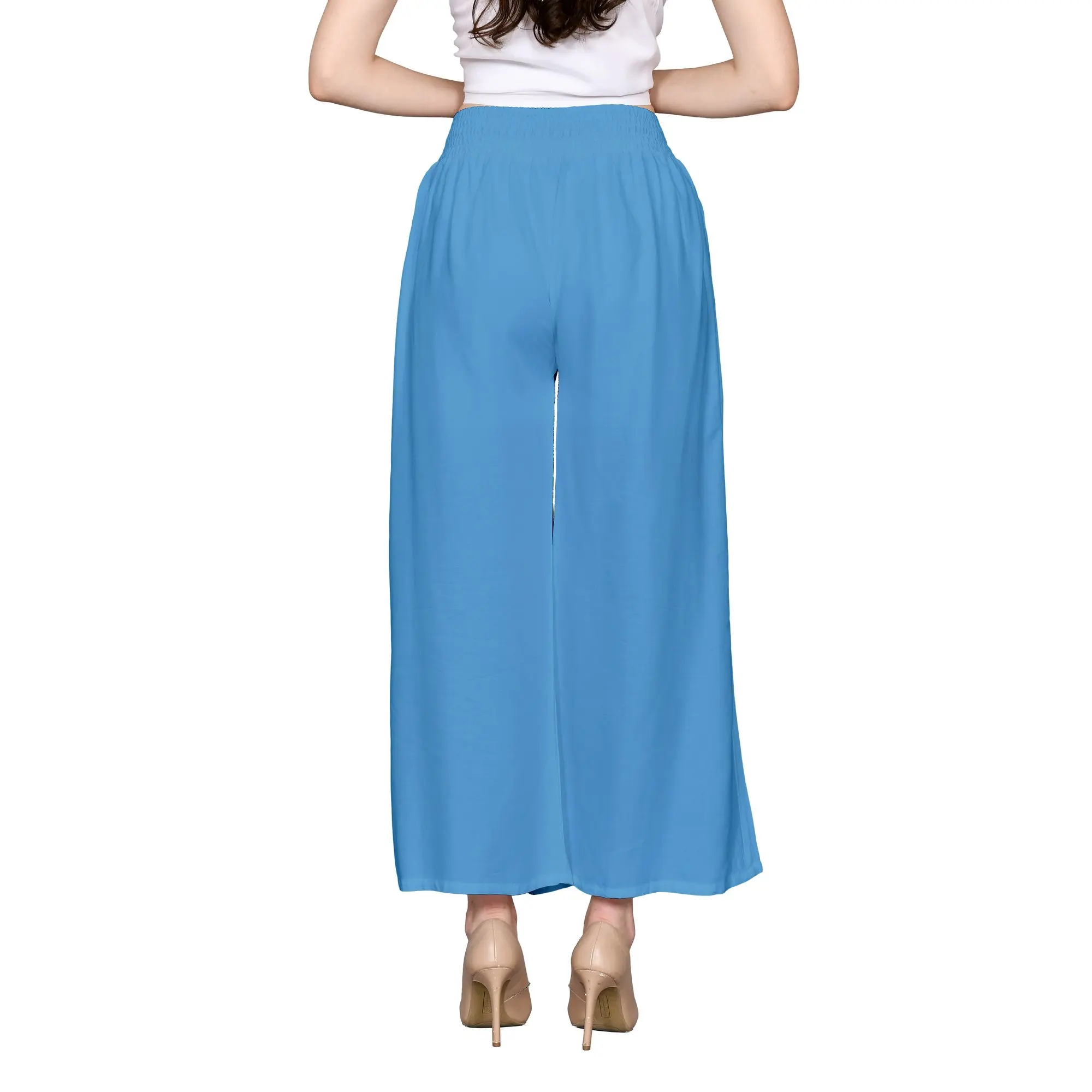 Women Casual Pant Summer Wear Bali Beach Clothing 100% Rayon Custom Bali Manufacturer Custom Color Sky Blue Pants Wholesale 2023