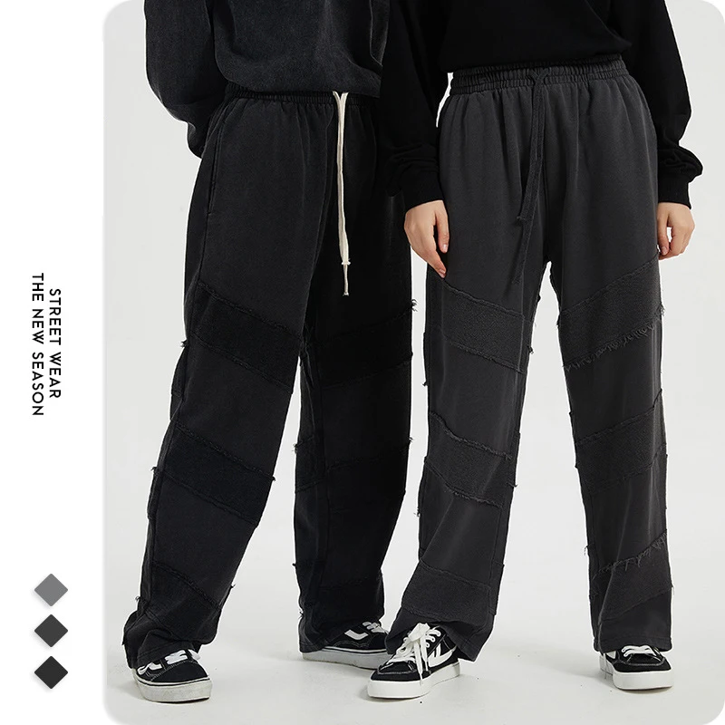 Casual Pants for Men Cargo Streetwear Flare Chinos Trousers 380g Heavy Batik Washed Pant Stylish Baggy Harem Pants Sweatpants