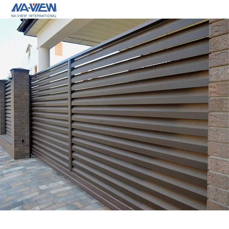 Modern design metal black powder coated horizontal yard fence privacy slat fence panels outdoor garden fence