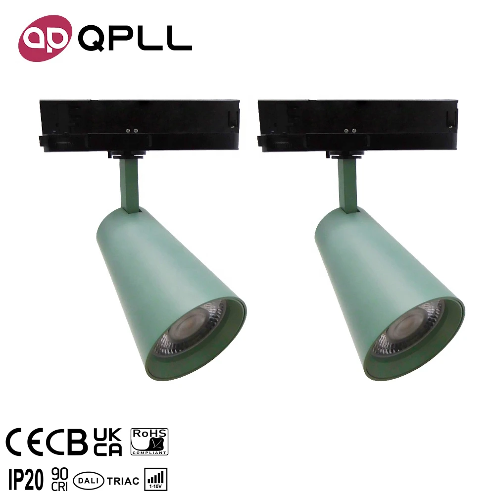 Customized Commercial Shop Mounted 3 Wire Integrated Cob Luminaire 3Phase 15W 30W 40W Rail Spotlight Led dali Track Lamp
