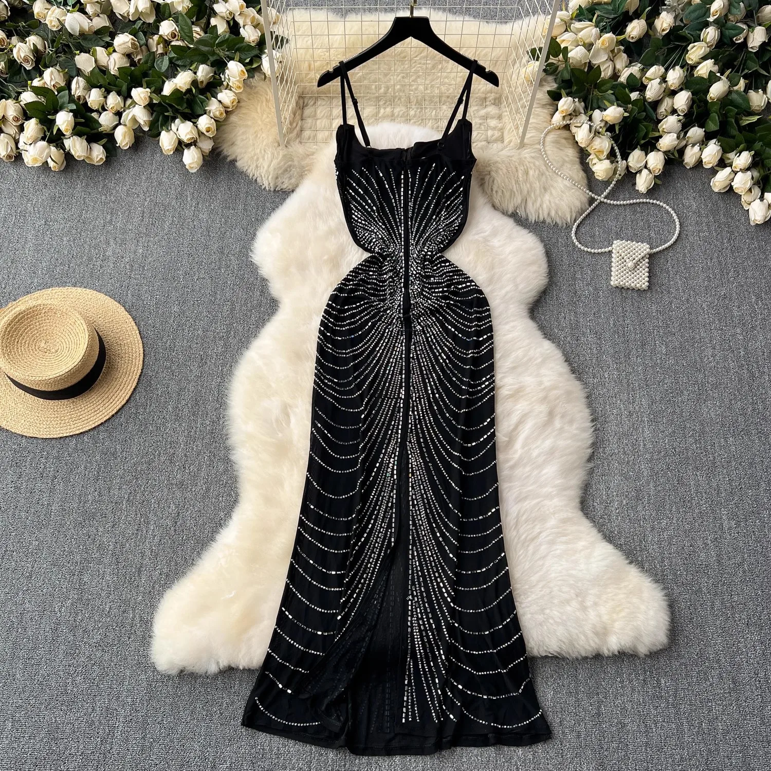 Shinny Sling Sleeveless Ladies Summer Women  Womens Dresses Clothes Backless Dresses