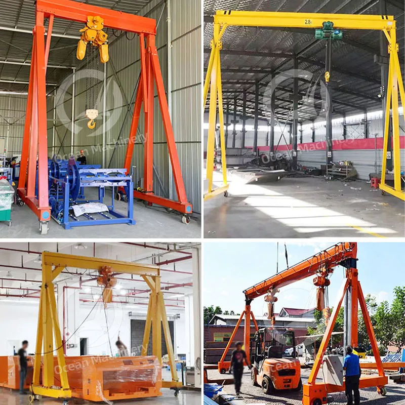 OCEAN 10 Ton Movable Hydraulic Aluminium Gantry Crane System Mini Homemade Double Girder Gantry Crane