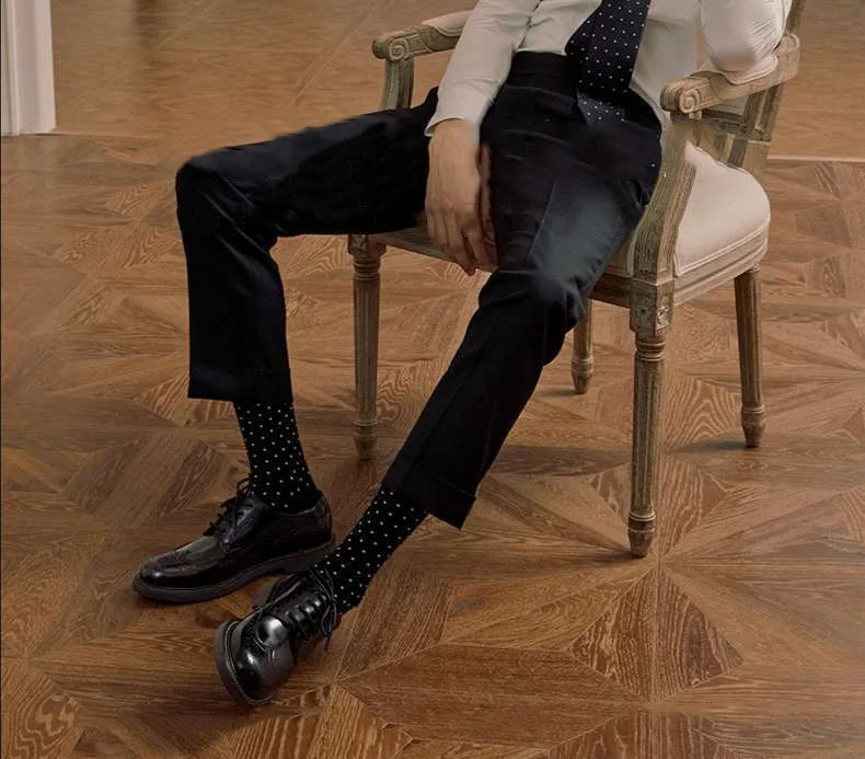 Wholesale Polka Dots Design Casual Breathable Crew Custom Logo Eco Friendly Dress Business Wear Gentleman Organic Bamboo Socks