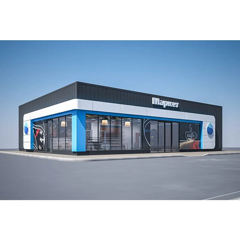 prefabricated light gauge steel cheap modular professional manufacturer steel structure gas station canopy