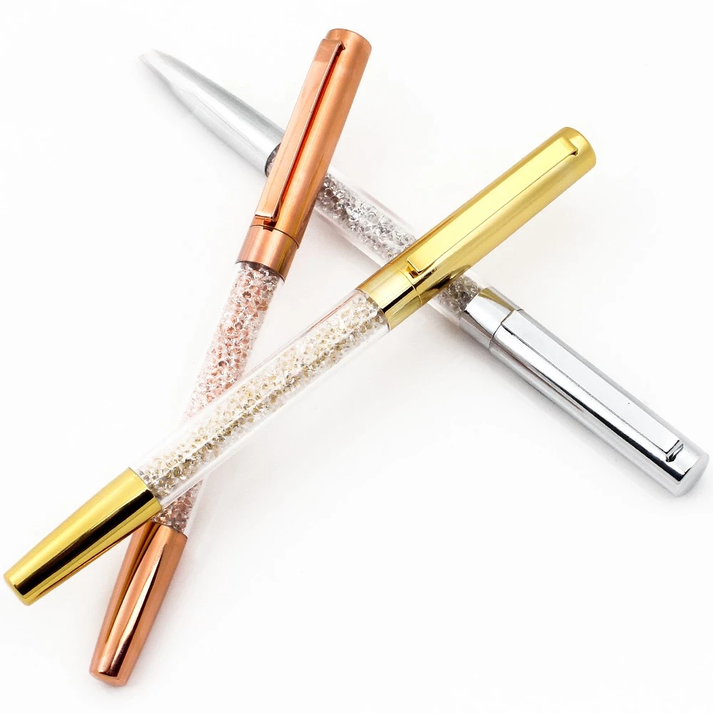 Hot Selling Luxury Office Stationery Fountain Pens Crystal Gifts Diamonds Rose Gold Fountain Pens