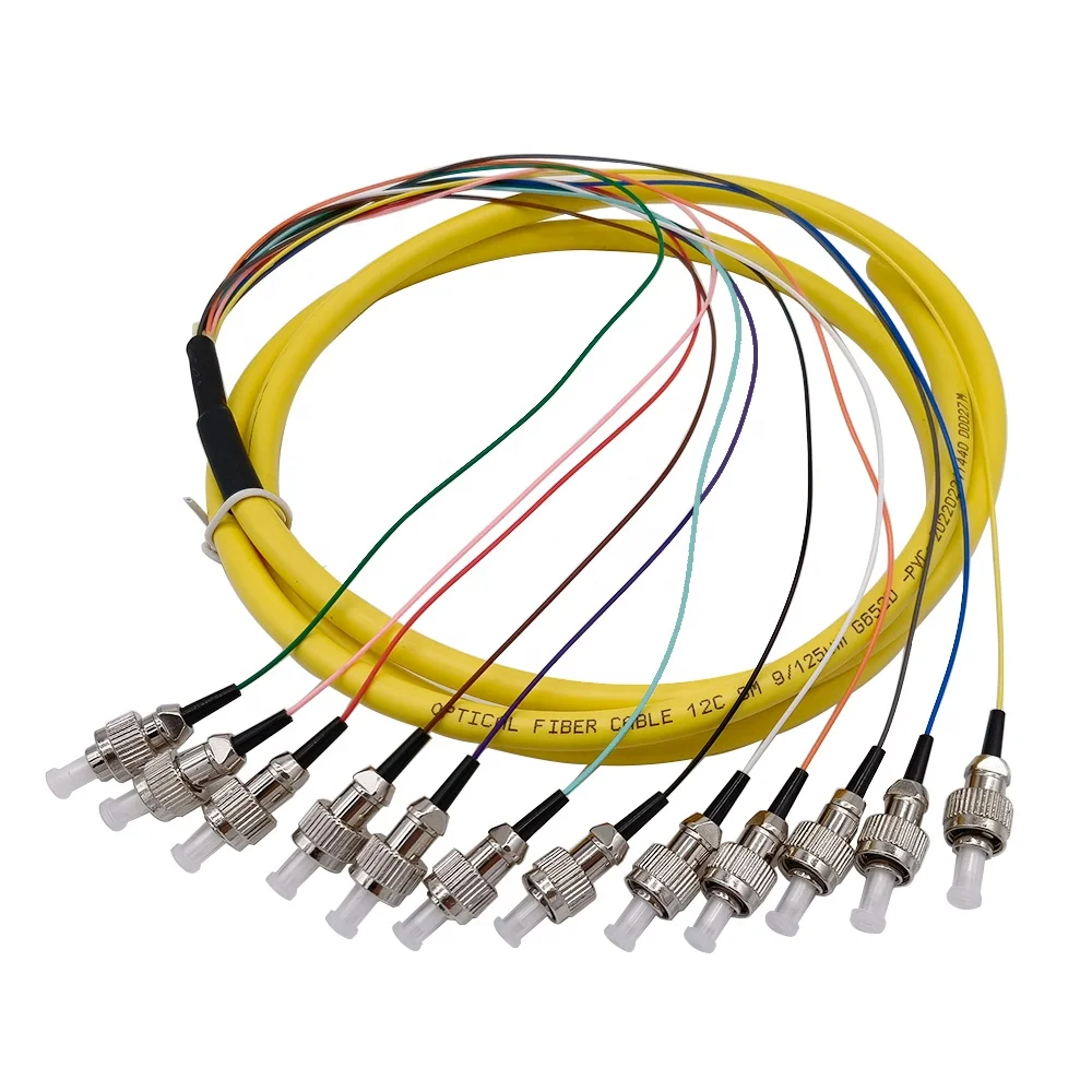 LC/SC/FC ST 12 ядер OS2 SM связка 0,9 мм волоконно-оптический гибкий проводник с цветом