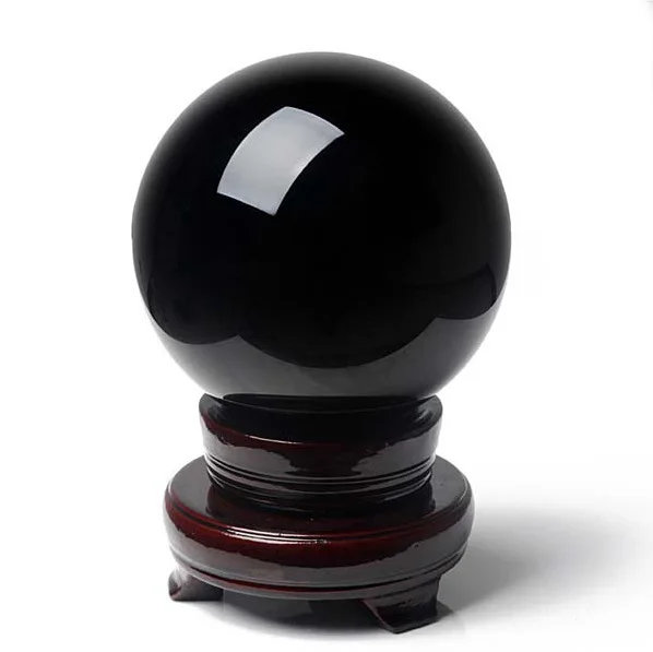 High Quality Natural Crystal Stone Polishing Ball Black Obsidian Sphere For Home Office Decoration