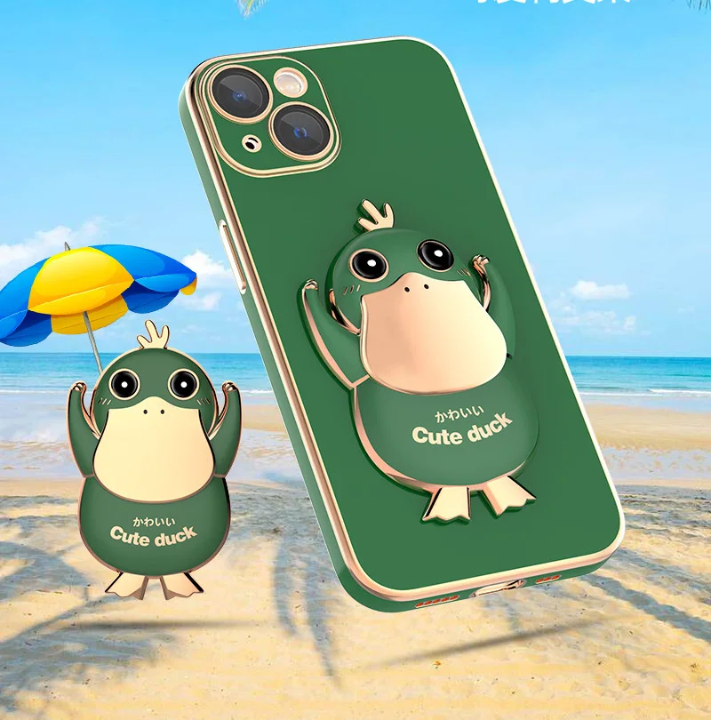 3D Cute Duck Design Holder Mobile Phone Back Cover Case For Huawei MATE 50 PROMATE 40PRO+ P50 PRO NOVA 10 PRO Funda