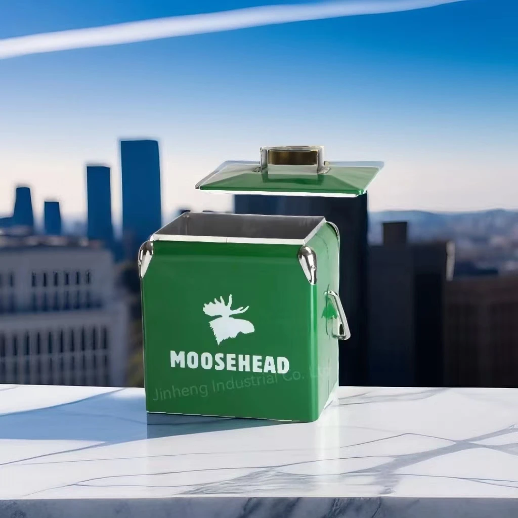 13 Liter Retro Metal Cola Cooler Box  Portable Multi-functional Cold/Warm Dual-Purpose Food/Beverage Ice Chest Cooler Box