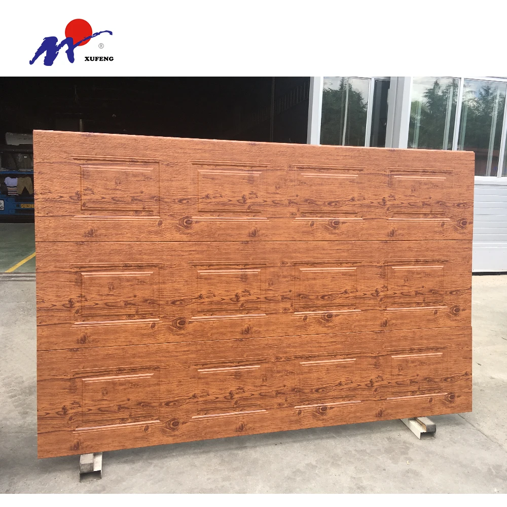 Simple Standard Strong Single Industrial Panel Security Sectional Modern Wooden Garage Door with Window