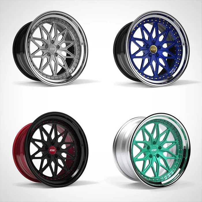 16 inch 100mm 3pcs split car auto aluminium alloy forged wheels rims