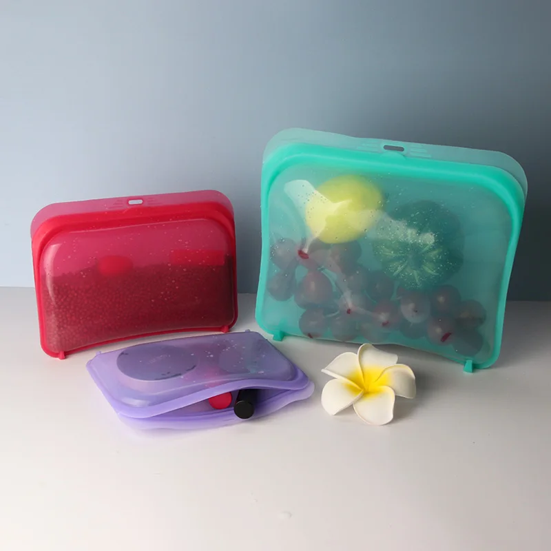 Индивидуальные многоразовые Экологически чистые пакеты для закусок, силиконовые пакеты для морозильной камеры, силиконовый Пакет для хранения продуктов