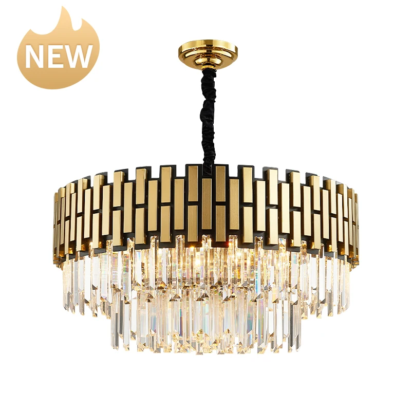Customized Light Modern home decorating big hanging led crystal chandelier lighting for Lobby crystal pendant light